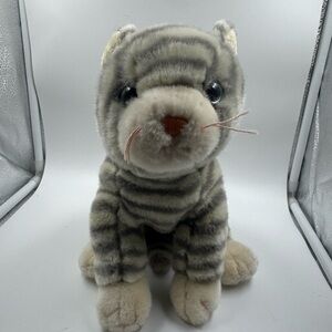 Ty Beanie Buddy Cat Silver Plush Gray Striped Kitten 11" Stuffed Animal
